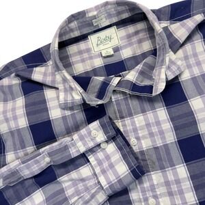 Bixby Nomad Button Down Shirt Mens XLT Purple Plaid Cotton Blend Long Sleeve